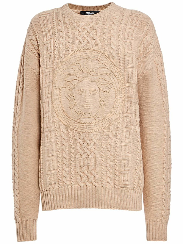 Photo: VERSACE - Medusa Embroidery Wool Knit Sweater