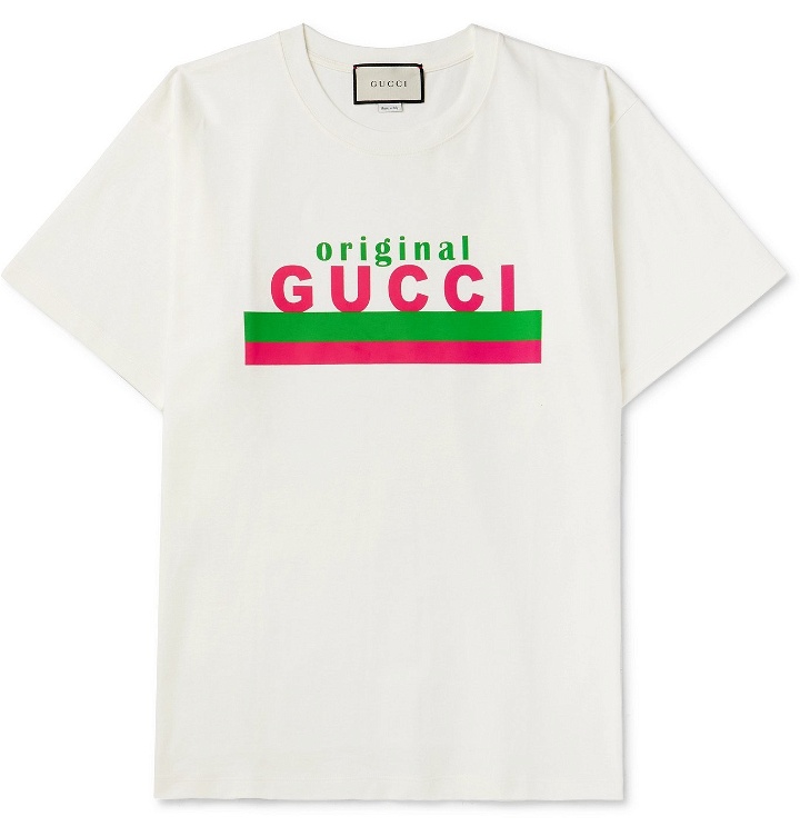 Photo: Gucci - Logo-Print Cotton-Jersey T-Shirt - Neutrals