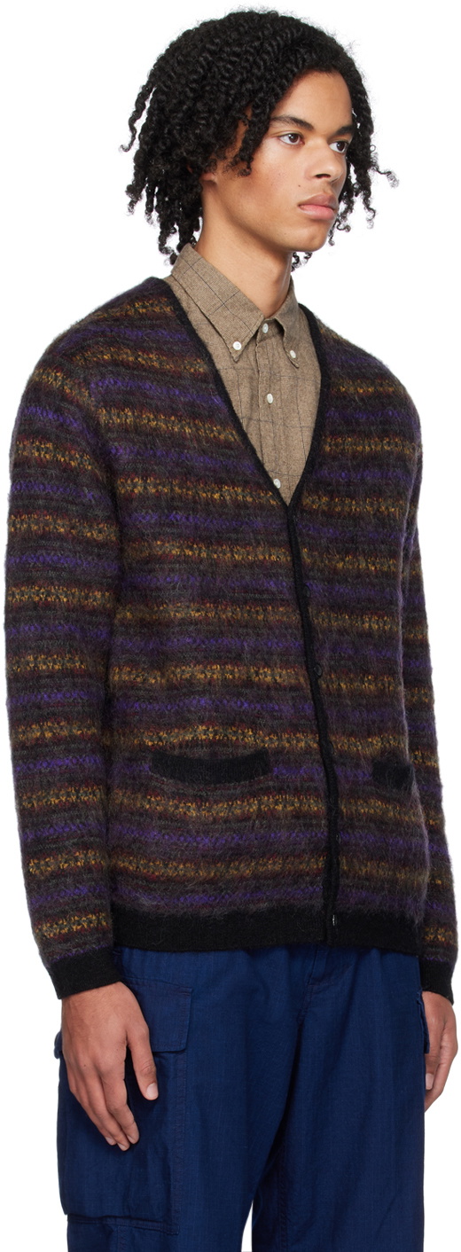 BEAMS PLUS Purple Fair Isle Cardigan Beams Plus