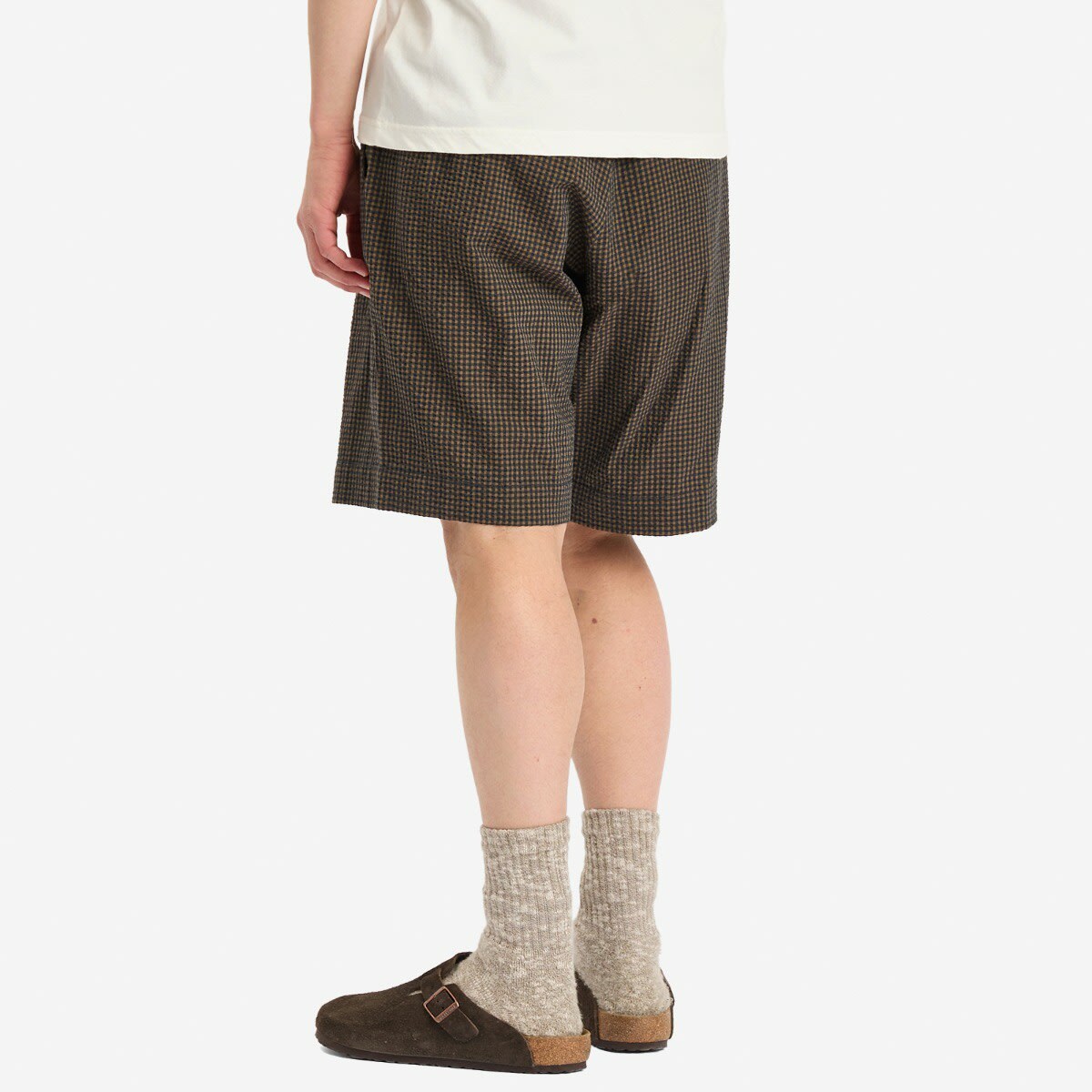 Universal Works Men's Japanese Seersucker Pleated Track Shorts in Navy