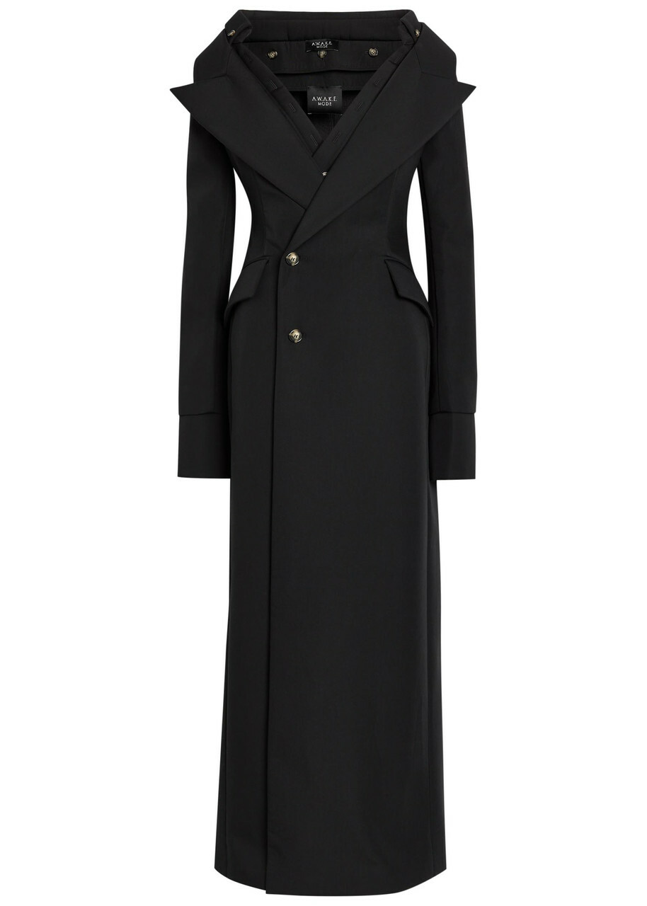 A.W.A.K.E Mode Off-the-shoulder Maxi Blazer Dress Black