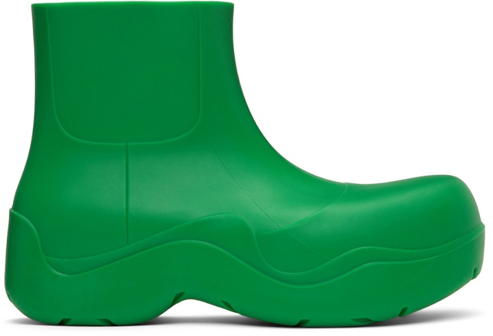 Photo: Bottega Veneta Green Matte Puddle Chelsea Boots