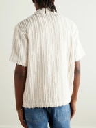 Séfr - Noam Convertible-Collar Striped Bouclé Shirt - Neutrals