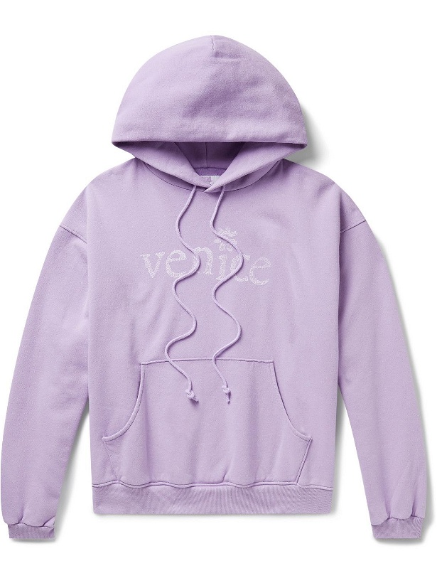 Photo: ERL - Venice Printed Cotton-Blend Jersey Hoodie - Purple