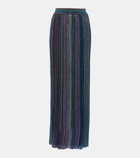 Missoni Striped ribbed-knit lamé maxi skirt