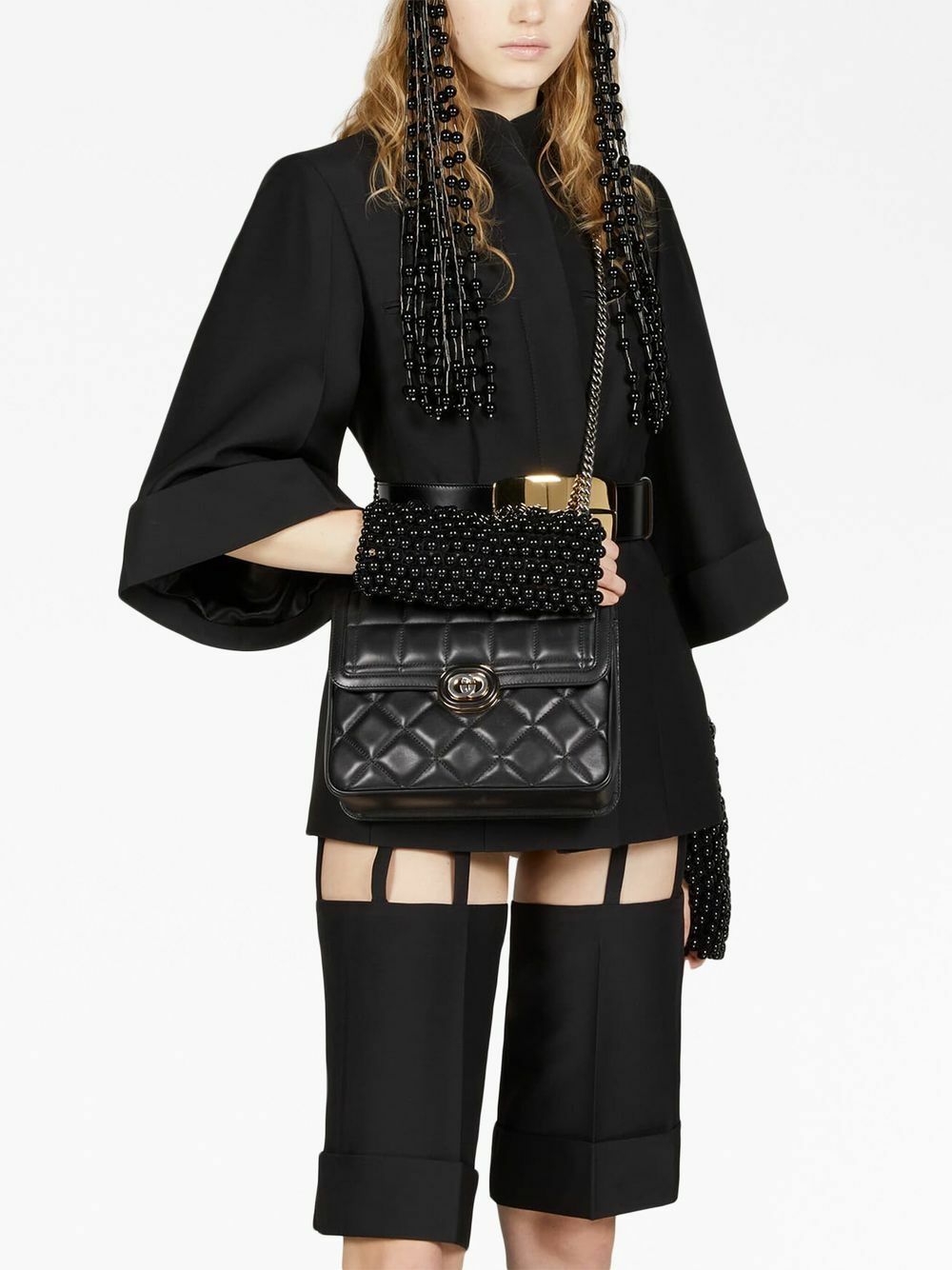 GUCCI - Gucci Deco Small Leather Shoulder Bag