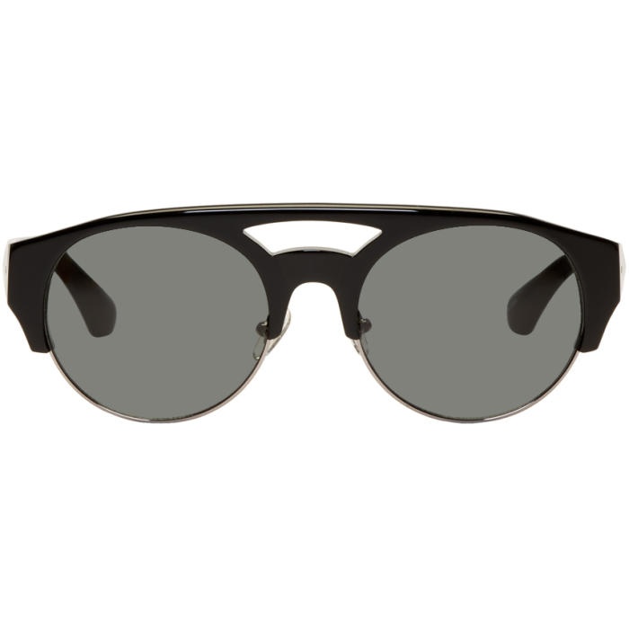 Photo: Dries Van Noten Black and Silver Linda Farrow Edition Round 152 Sunglasses