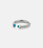 David Yurman Petite Cable sterling silver ring with turquoises