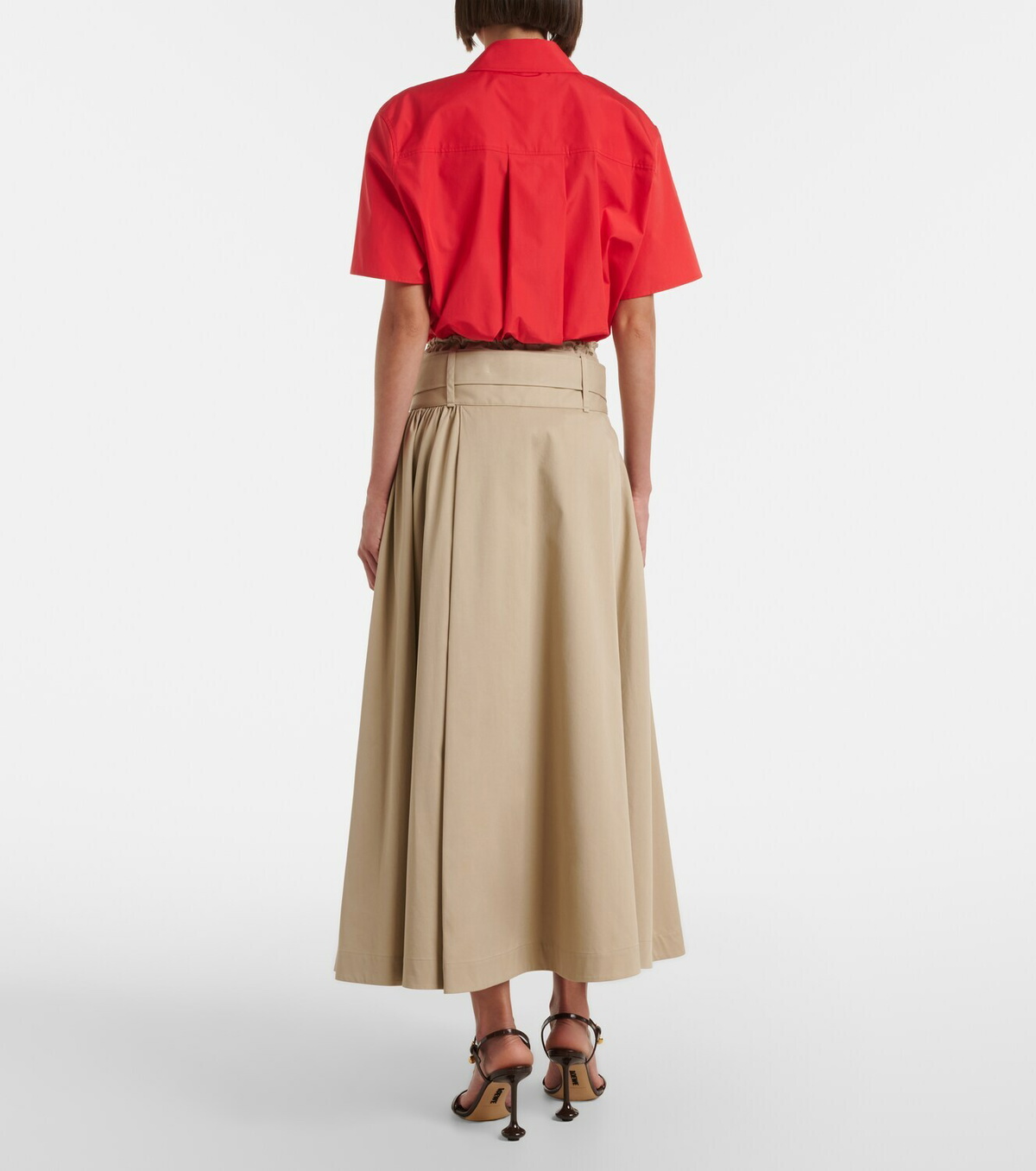 Loewe Belted cotton and silk maxi skirt