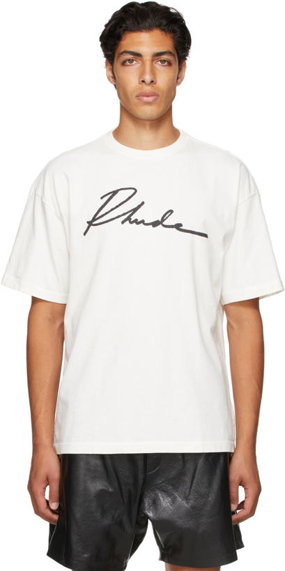 Photo: Rhude SSENSE Exclusive Off-White Logo Script T-Shirt