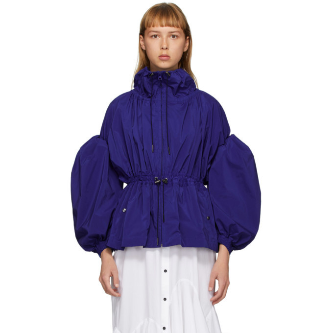 Enfold Blue Taffeta Gather Volume Jacket
