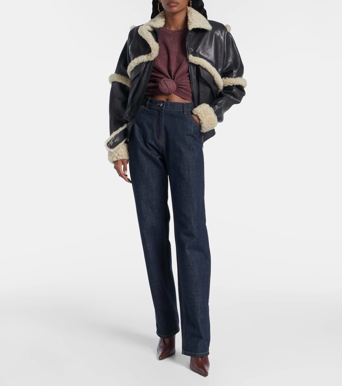 Magda Butrym Cropped cotton-blend T-shirt