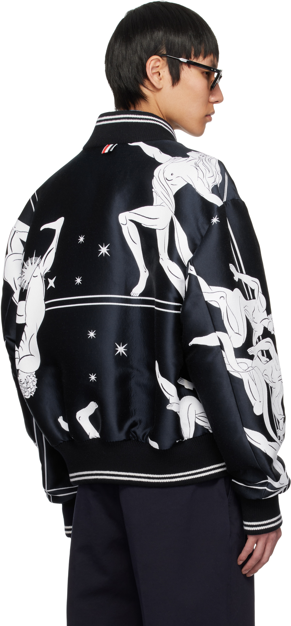 Thom Browne Navy Oversized Olympic Constellation Bomber Jacket
