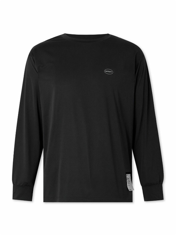 Photo: Satisfy - Logo-Print Recycled-AuraLite™ Jersey T-Shirt - Black
