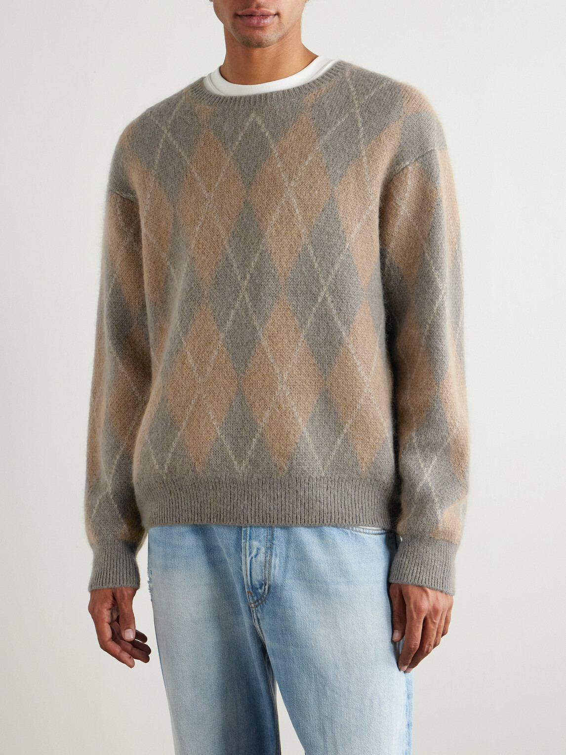FRAME - Argyle Knitted Sweater - Brown