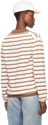 We11done White & Brown Striped Polo