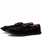 Dries Van Noten Men's Suede Boat Shoe in Black