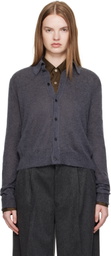 AURALEE Gray Kid Mohair Sheer Knit Shirt Cardigan