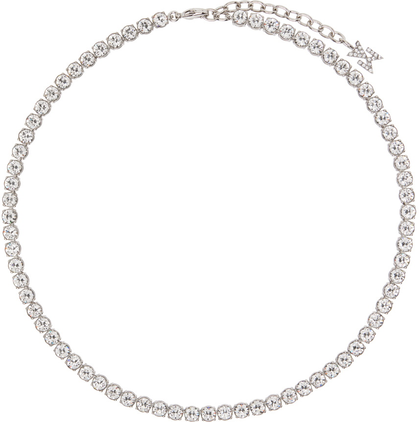 Amina Muaddi Silver Tennis Necklace