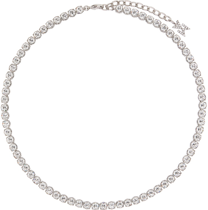 Photo: Amina Muaddi Silver Tennis Necklace