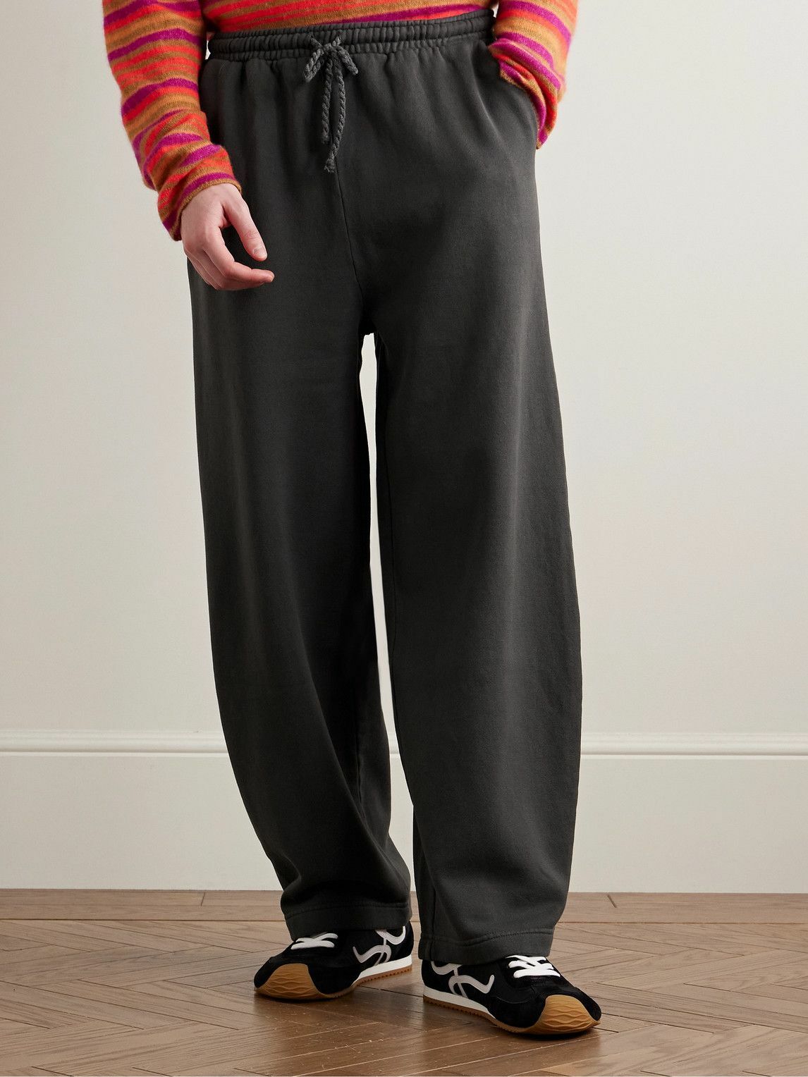 The Elder Statesman - Daily Wide-Leg Cotton and Cashmere-Blend Jersey Sweatpants - Gray