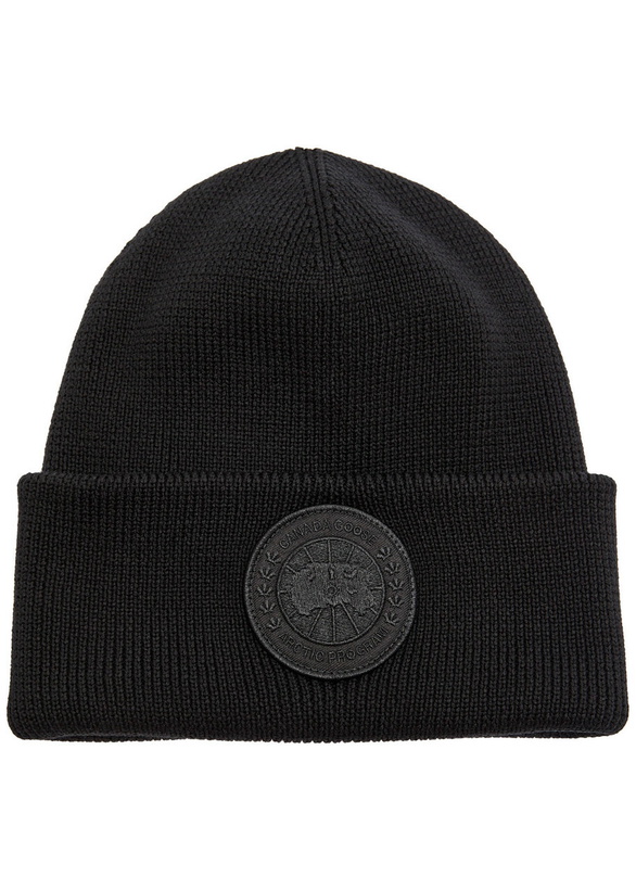 Photo: Canada Goose Arctic Ribbed-knit Wool Beanie - Black - One Size