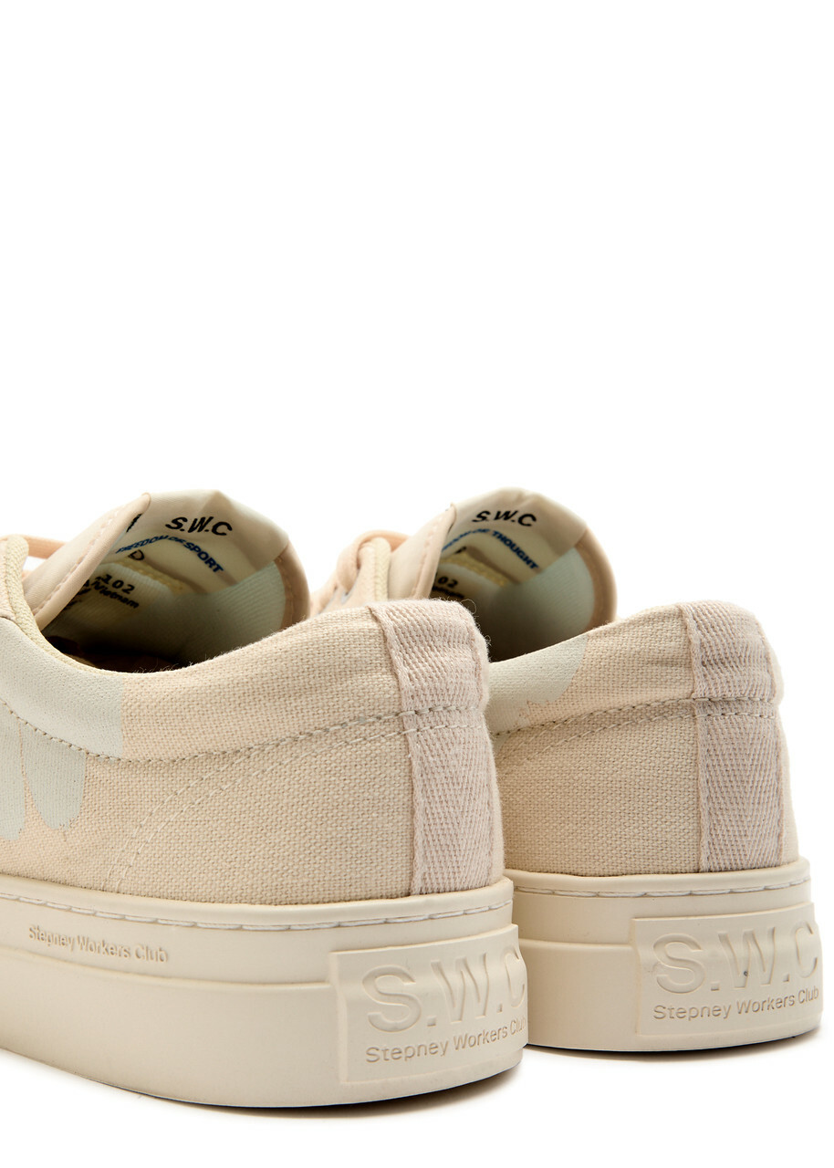 Stepney Workers Club Dellow Printed Canvas Sneakers Cream