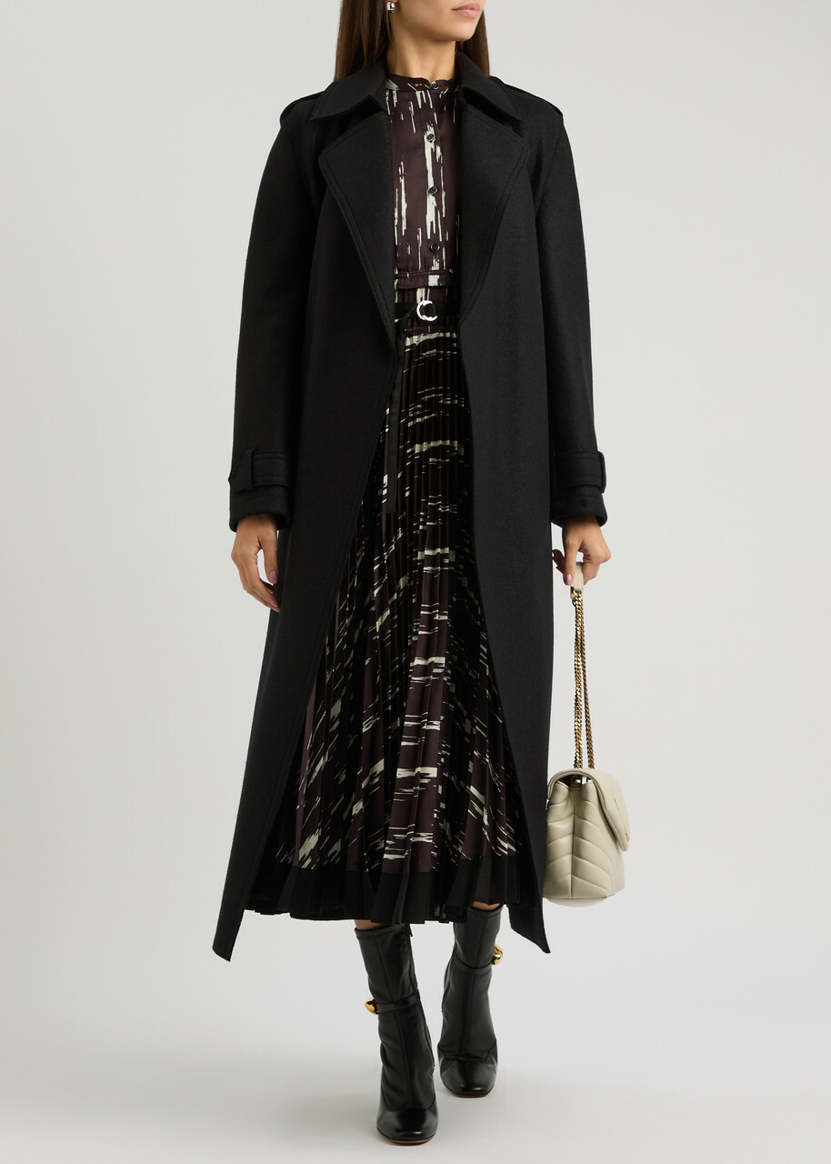 Harris Wharf London Belted Wool Trench Coat Black