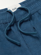 Folk - Assembly Straight-Leg Checked Cotton-Corduroy Shorts - Blue