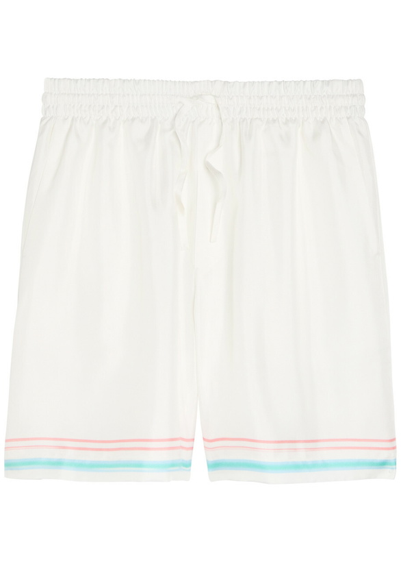 Photo: Casablanca Dance Joy Printed Silk Shorts White