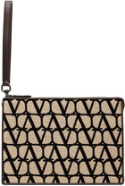 Valentino Garavani Beige & Black Toile Iconographe Pouch