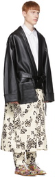 Comme des Garçons Homme Plus Black Floral Faux-Leather Coat