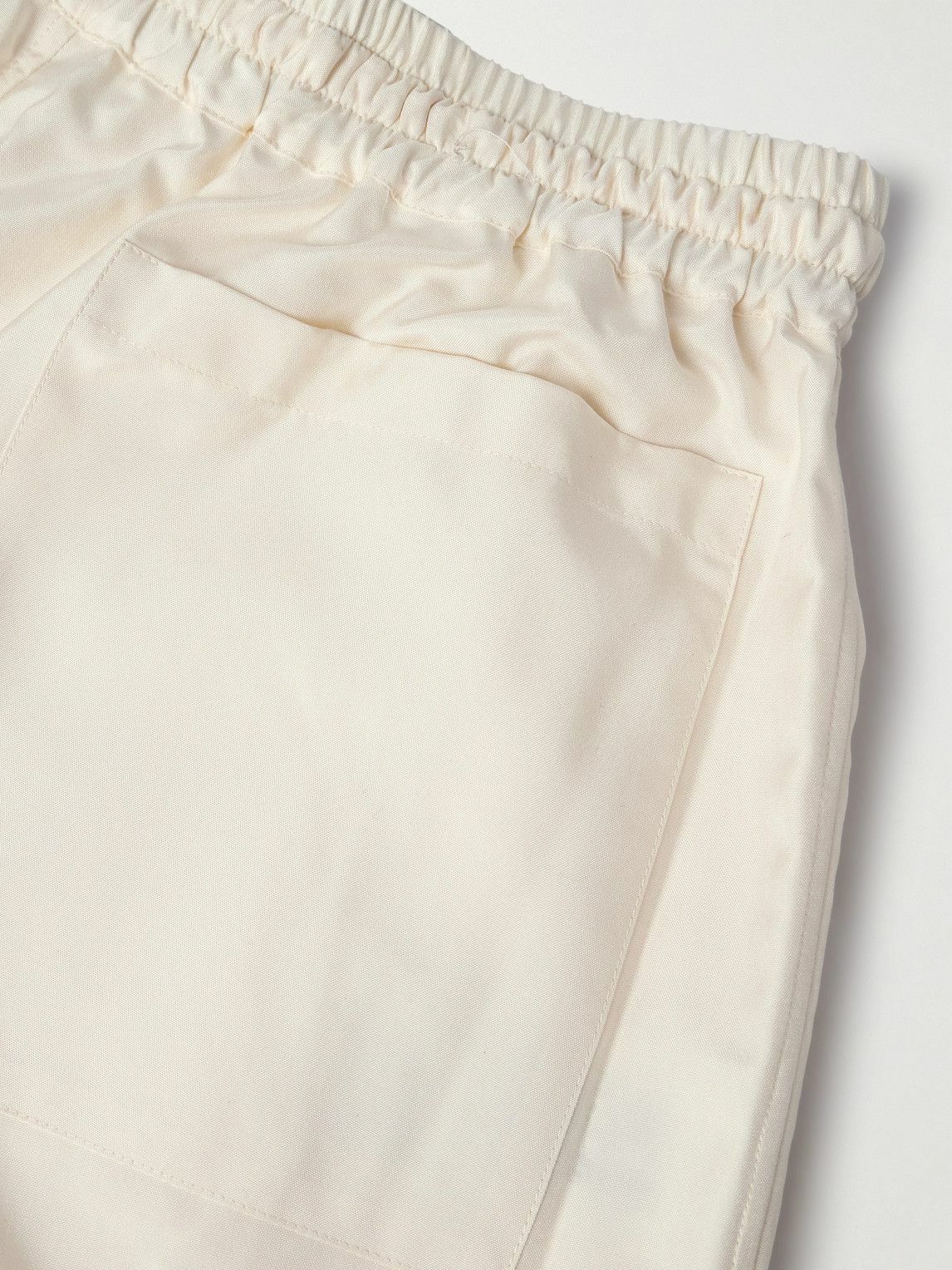 UMIT BENAN - Julian Straight-Leg Silk-Poplin Shorts - Neutrals