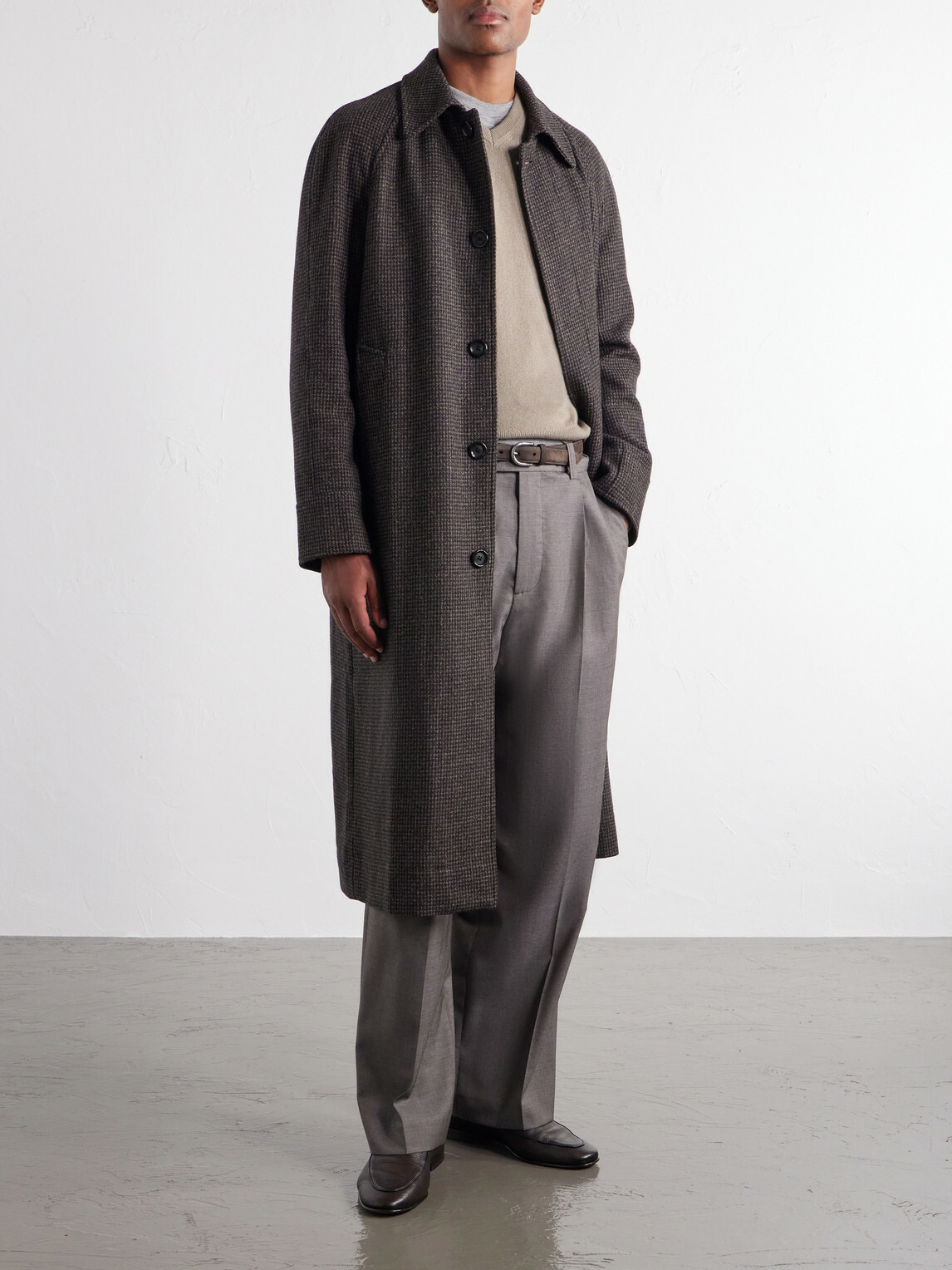 Oliver Spencer - Lothian Houndstooth Tweed Coat - Brown