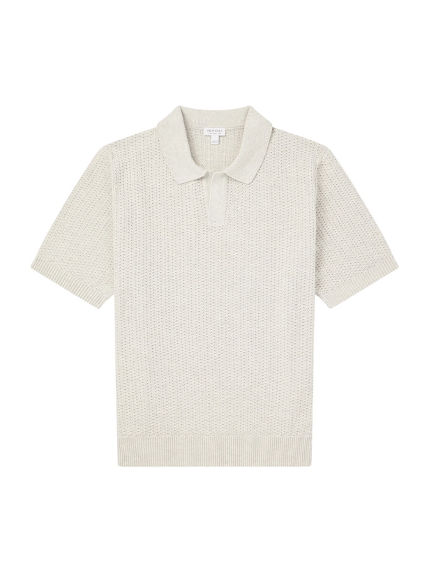 Photo: Sunspel - Vintage Cotton-Mesh Polo Shirt - Neutrals
