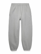 Nike - Solo Swoosh Tapered Logo-Embroidered Cotton-Blend Jersey Sweatpants - Gray