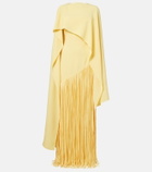 Marmar Halim Giselle fringed caped crêpe gown