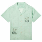 BODE Men's See You At The Barn Vacation Shirt in White/Green