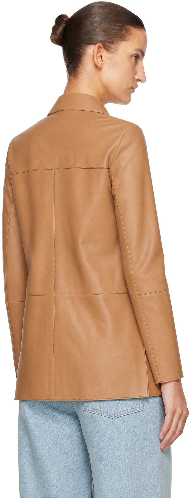 Loulou de Saison Tan NARI Straight Leather Jacket