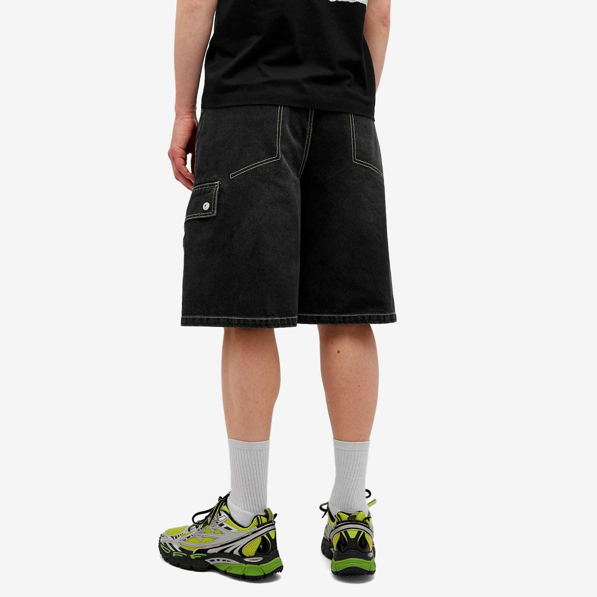 Off-White Men's Off Denim Safari Cargo Shorts in Vintage Black