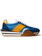 TOM FORD - James Rubber-Trimmed Leather, Suede and Nylon Sneakers - Blue