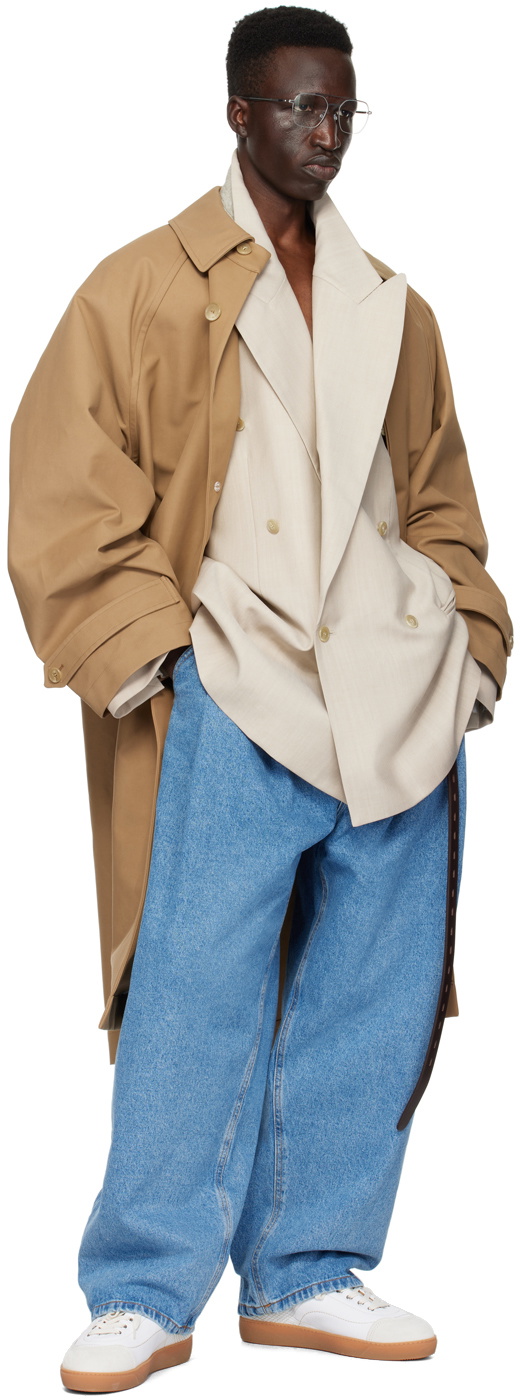 Hed Mayner Beige Peaked Lapel Blazer