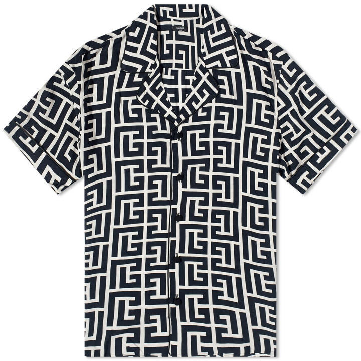 Photo: Balmain Men's Monogram Vacation Shirt in Ivory/Black