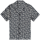 Balmain Men's Monogram Vacation Shirt in Ivory/Black