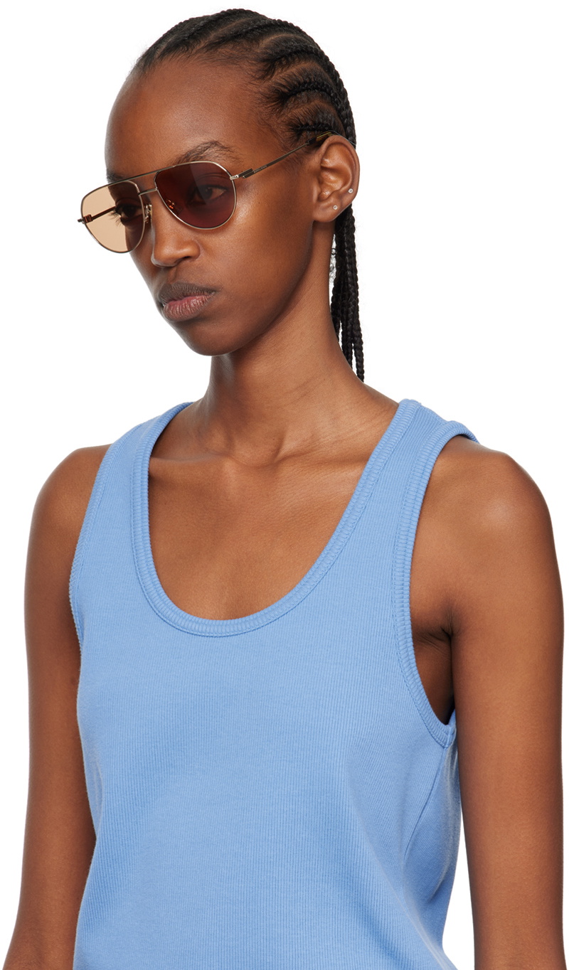 Bottega Veneta Gold Split Pilot Metal Sunglasses Bottega Veneta display picture 2