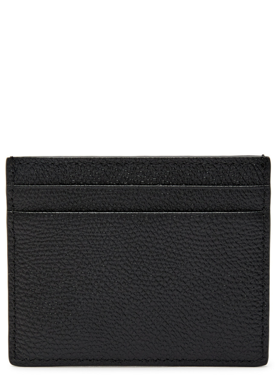 Valentino Garavani Vlogo Grained Leather Card Holder - Black - One Size