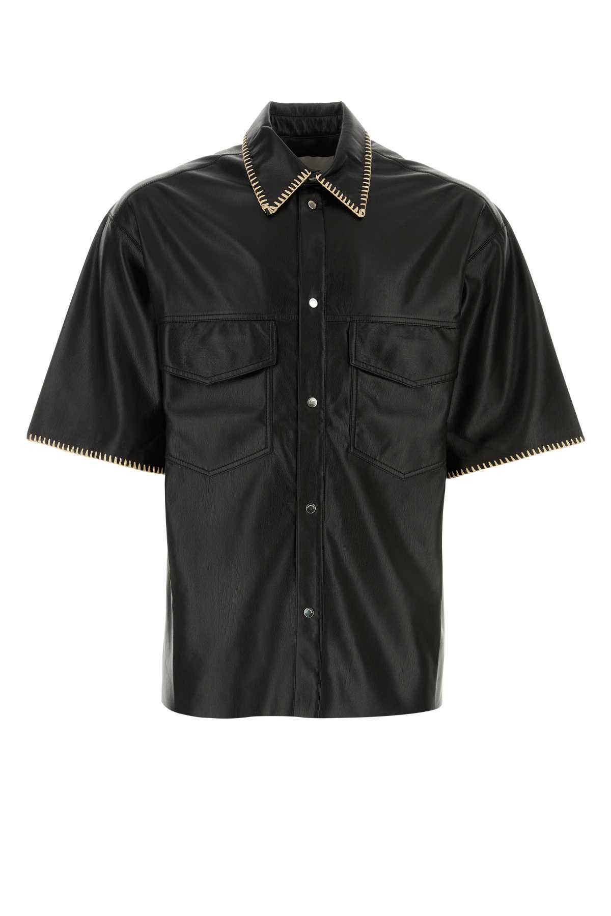 Nanushka Black Synthetic Leather Mance Shirt
