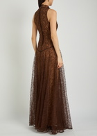 DE LA Vali Foehn Lace Maxi Dress Brown