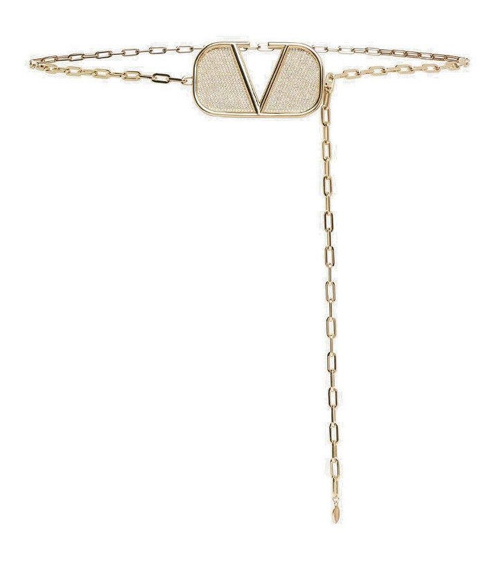 Photo: Valentino VLogo crystal-embellished chain belt
