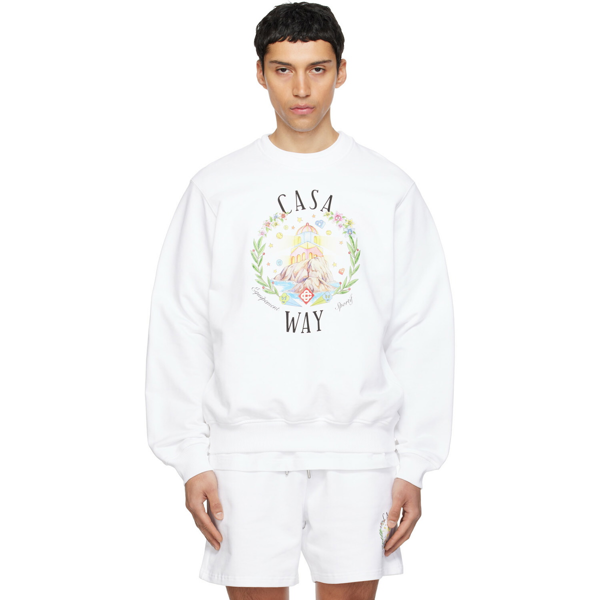 Casablanca White 'Casa Way' Crew Neck Sweatshirt